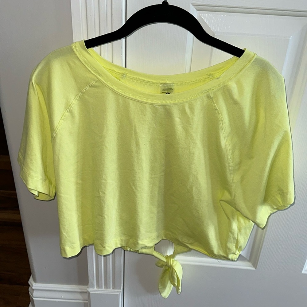 Yellow Crop Style Shirt with Tie- Size Large